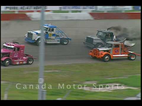 Big Rig Truck Racing with wreck, June 2004 - Calgary AB